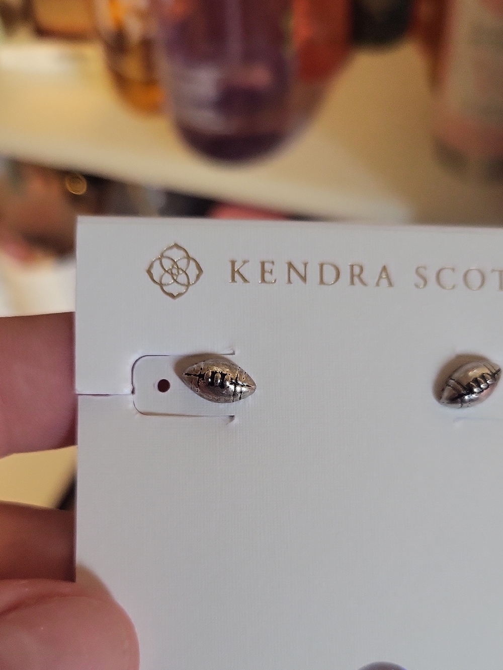 Kendra Scott Silver Football Stud Earrings - Picture 2 of 2